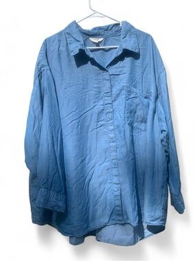 Terra & Sky Washed Blue Button-Down Shirt